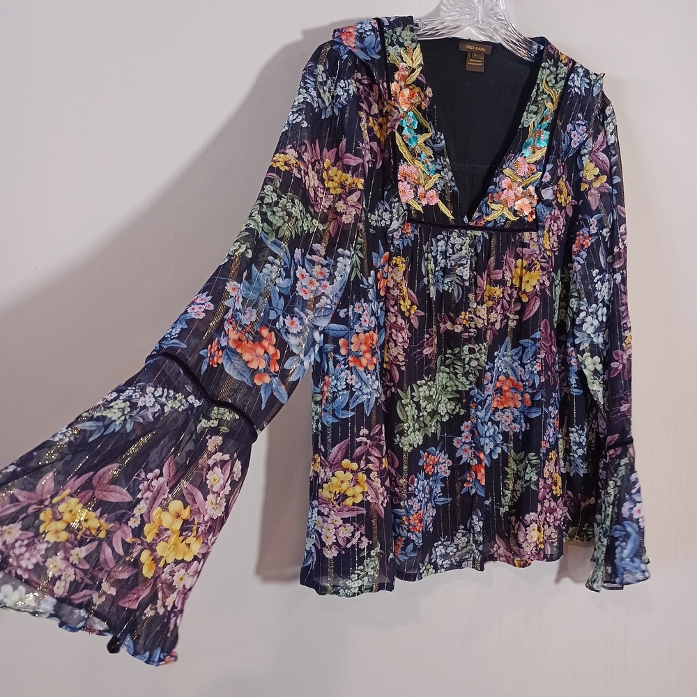 Vineet Bahl Anthropologie Vivienne Embroidered Top Size L - Picture 5 of 7